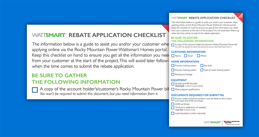 Screenshot of the rebate checklist pdf.